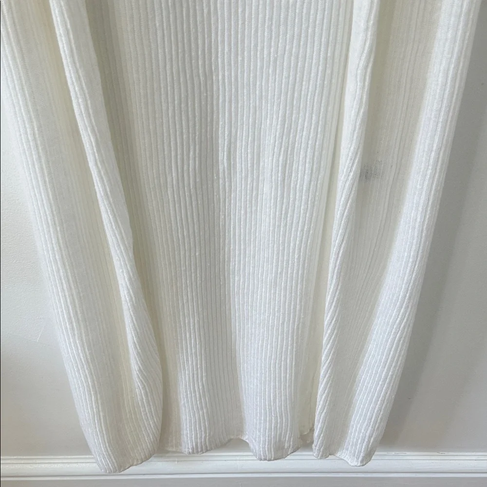 Tahari Sweater Women’s M White Linen Open Front Duster Romantic Feminine - Picture 4 of 16